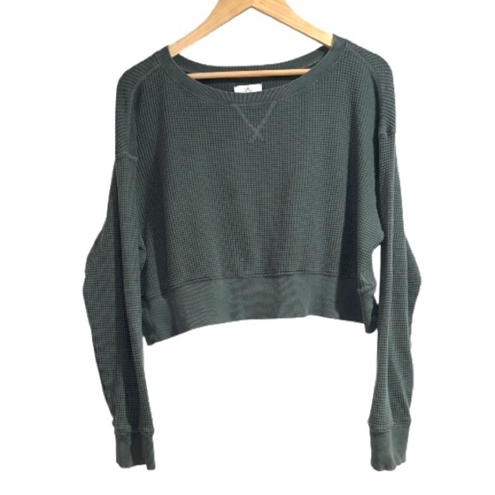 Aerie offline thermal XS green Cropped Top long sleeve